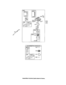 Carburetor Diagram and Parts List for 20M200 0007-0919 Briggs and Stratton Engine